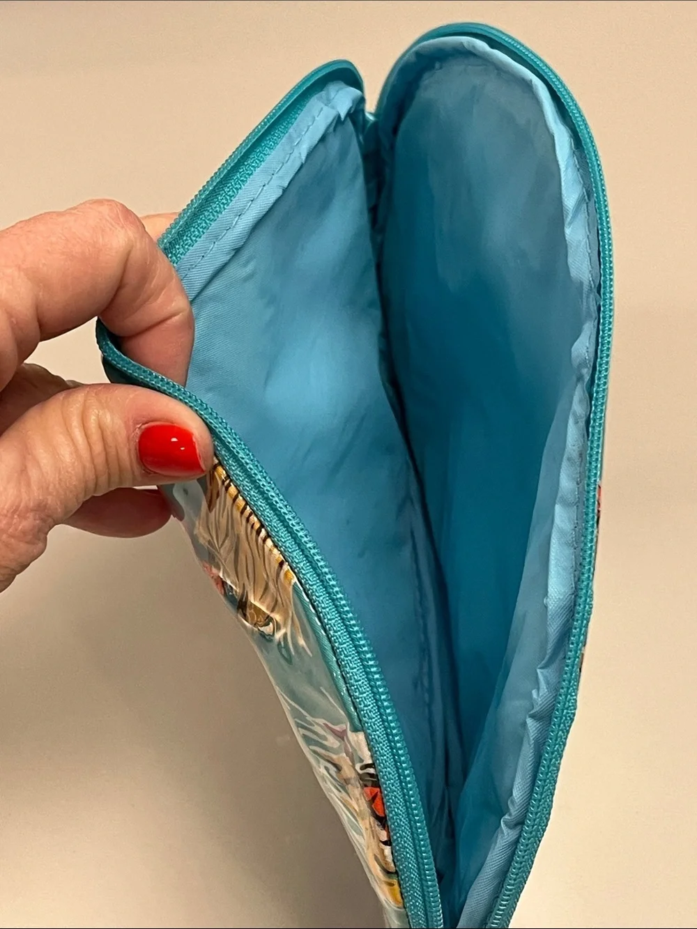 Nick & Nora Teal Hawaiian Floral Cosmetic Pouch